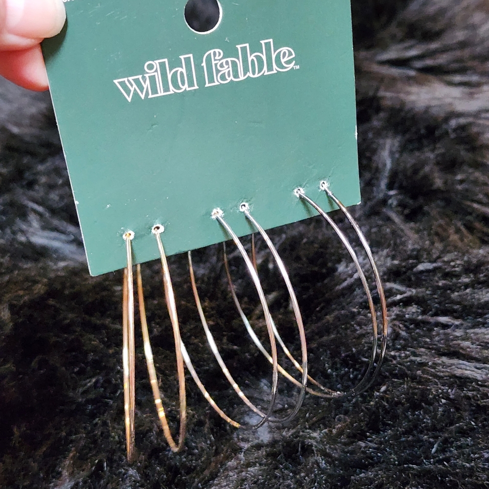Gold, Silver and Gunmetal Toned Large Hoop Earrings Set